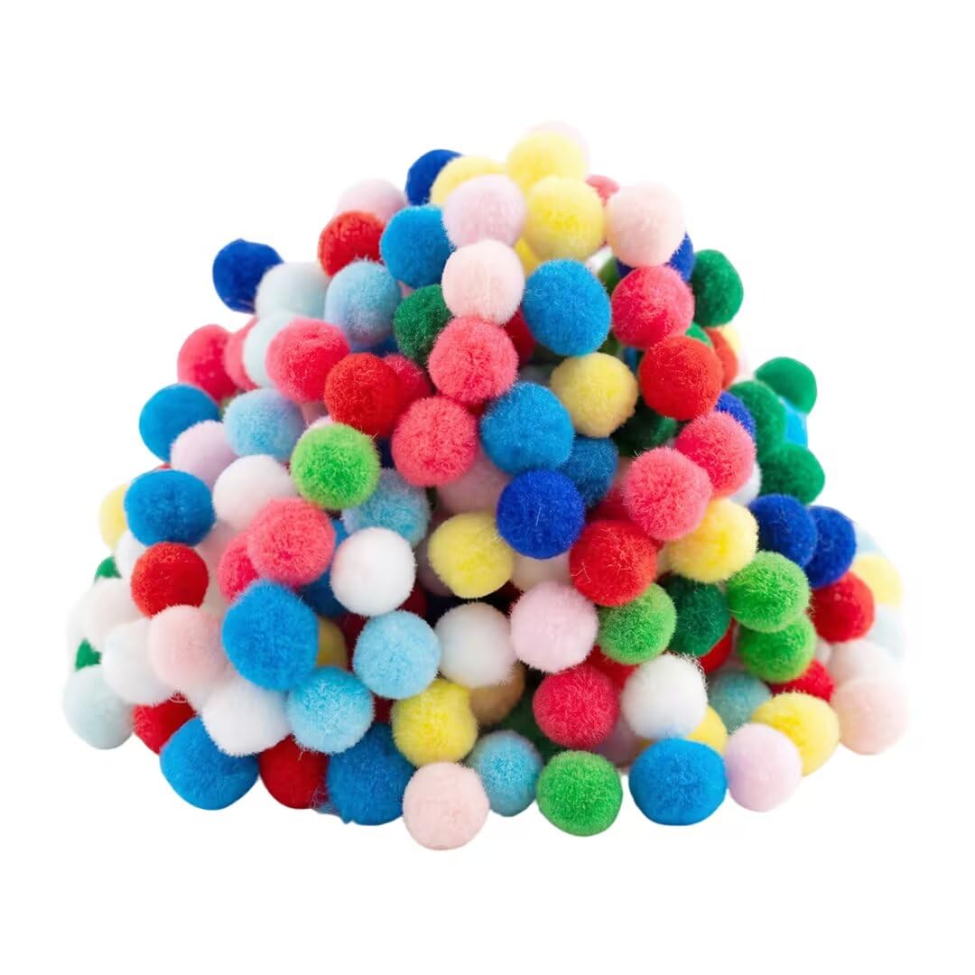 400Pcs Mini Pom Poms, Assorted Mixed Color Fluffy Fuzzy 10mm Pom Poms Balls, Soft Craft Pom Poms for DIY Creative Crafts, Greeting Cards, Keychains, Holiday Ornaments, Nail Art and Kids Art Projects