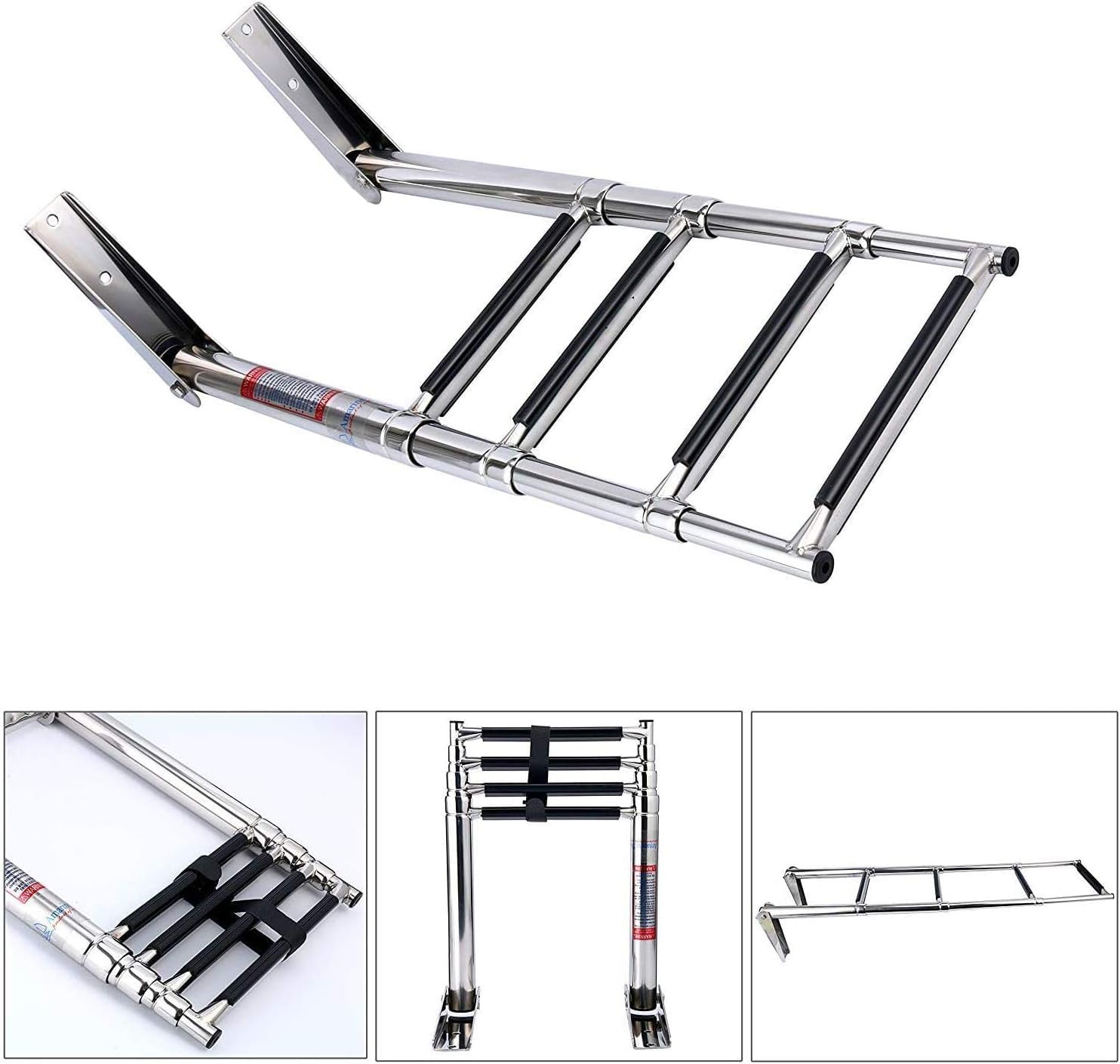 TREPPE Échelle Pliable en Acier Inoxydable, Accessoires Bateau, Yacht 4 Marches