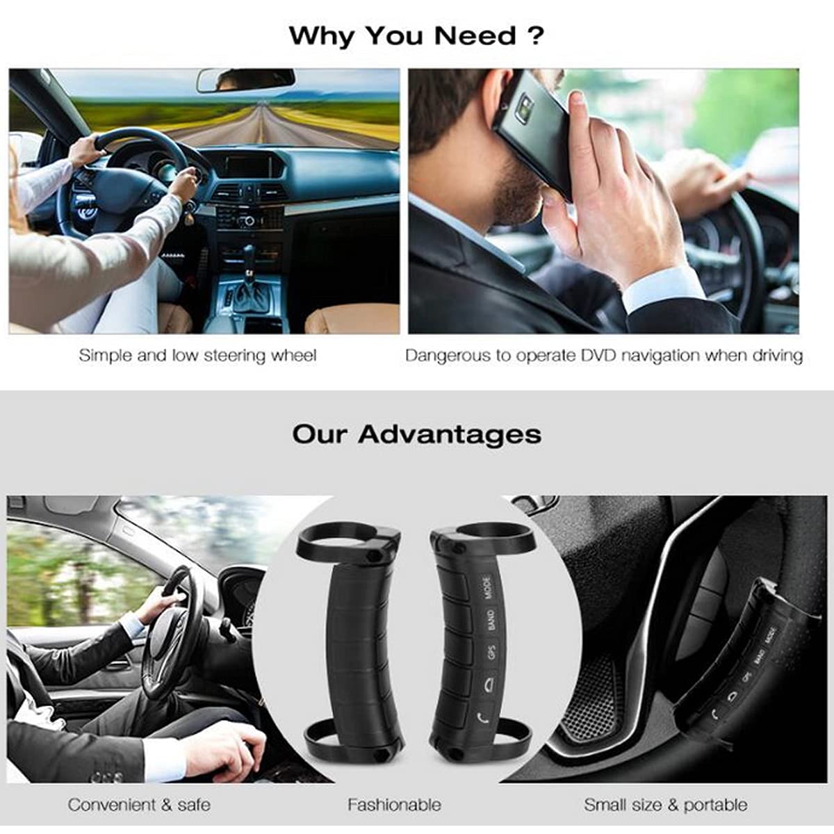Télécommande Universelle Bouton de Volant de Voiture télécommande de Navigation de Voiture DVD/2 Din Android/Windows Bluetooth sans Fil