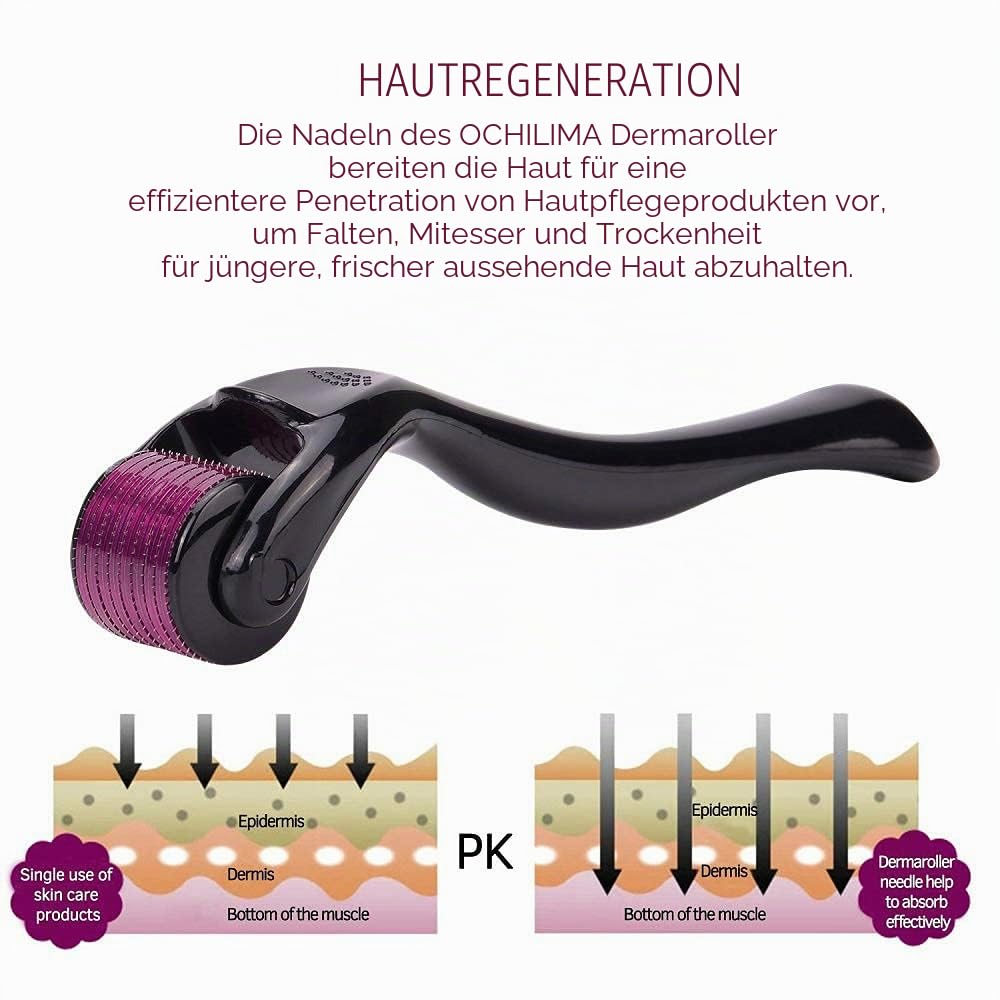 540 Titan-Mikronadel Bart roller Hautpflege für Gesicht Gesichtsfalten Haarausfall Dehnungsstreifen Haarwuchs Bartroller professionelles Microneedling Derma Needling Kit mit Etui