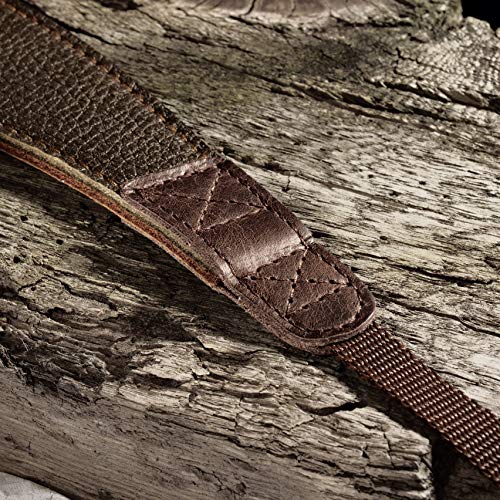 EDDYCAM 0639 Elchleder Kameragurt, 60mm breit, Olive/Natur. Ergonomischer Tragegurt für Spiegelfreie, Spiegelreflex… – Bild 4