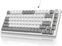 ATTACK SHARK x AJAZZ AK820 Teclado mecânico para jogos com fio 75% com botão CNC,ANSI,junta,5 espumas de absorção de som,interruptor vermelho hot-swap,retroiluminação branca,para PC MAC(Cinza Branco)