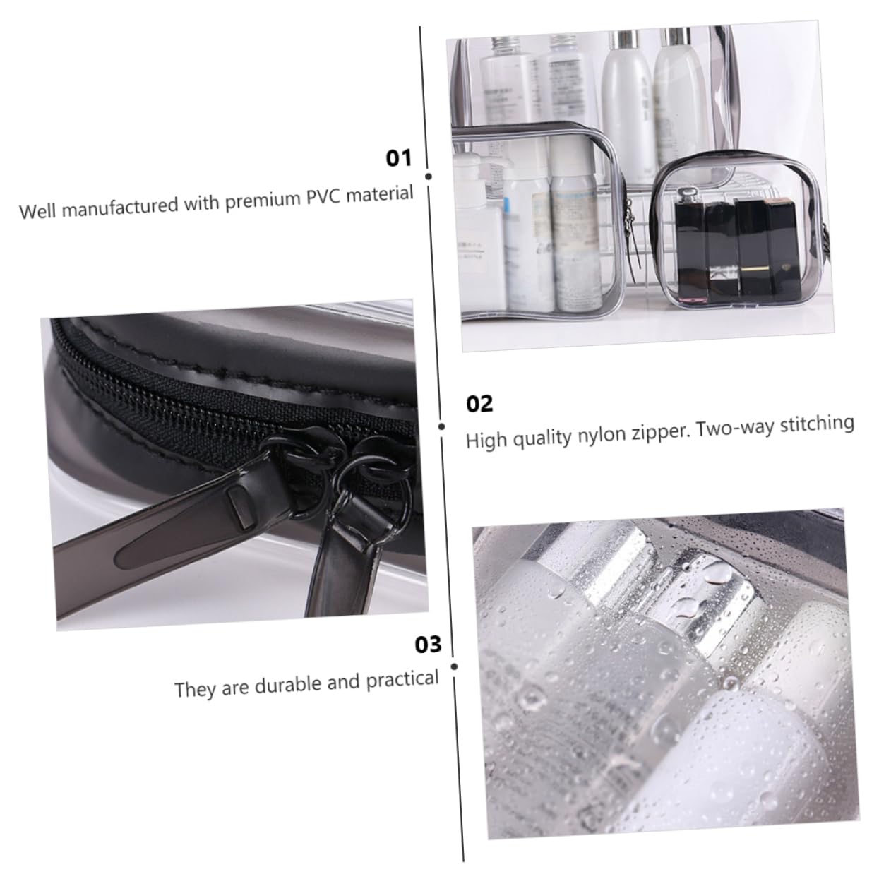 Mipcase 8pezzi Borse Da Viaggio Impermeabili Trasparenti Per Cosmetici e Toiletries Multiuso Per Organizzazione e Conservazione Durante Viaggi