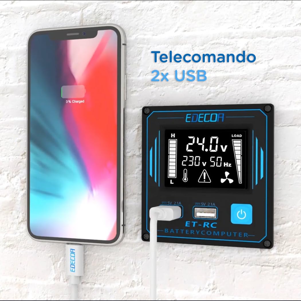 EDECOA inverter 24v 220v 2000w trasformatore di potenza Convertitore telecomando usb onda modificata per camion isolamento galvanico (2a generazione)