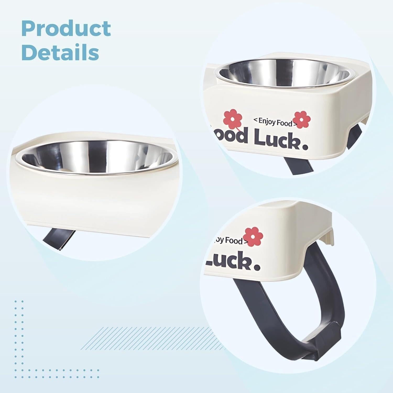 Gamelles surélevées Blanches for Chat, gamelles inclinées en Acier Inoxydable for Chien, 3 mangeoires surélevées Pliables réglables en Hauteur for Petits Chats et Chiens