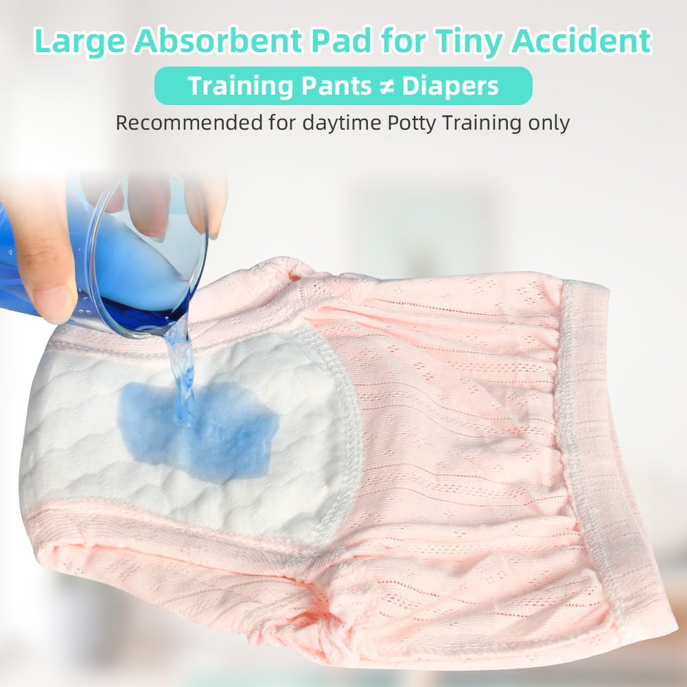 Aolso Mutandine di Apprendimento, 3PCS Pantaloni da Vasino, Apprendimento Rete Traspirante Mutande,Cotone Assorbente Vasino per Bambini Mutande, Rosa Giallo 100 Iarde