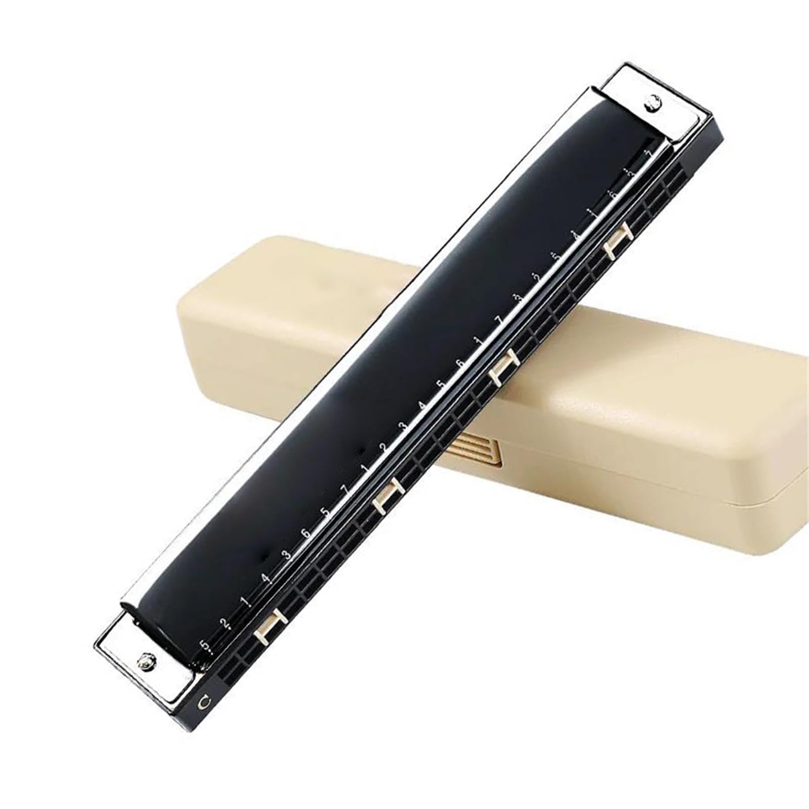 Armonica Blues Armonica A 24 Fori Chiave C Polifonica | Armonica a 24 fori polifonica chiave C 28 accenti strumento per principianti di livello professionale(Black)