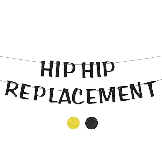 Party101 Hip Hip Replacement Banner - Funny Birthday Decorations for Men/Women - Retirement & Over the Hill Party Supplies Decor - 30th 40th 50th 60th 70th - Abusive Birthday Decorations for Adults