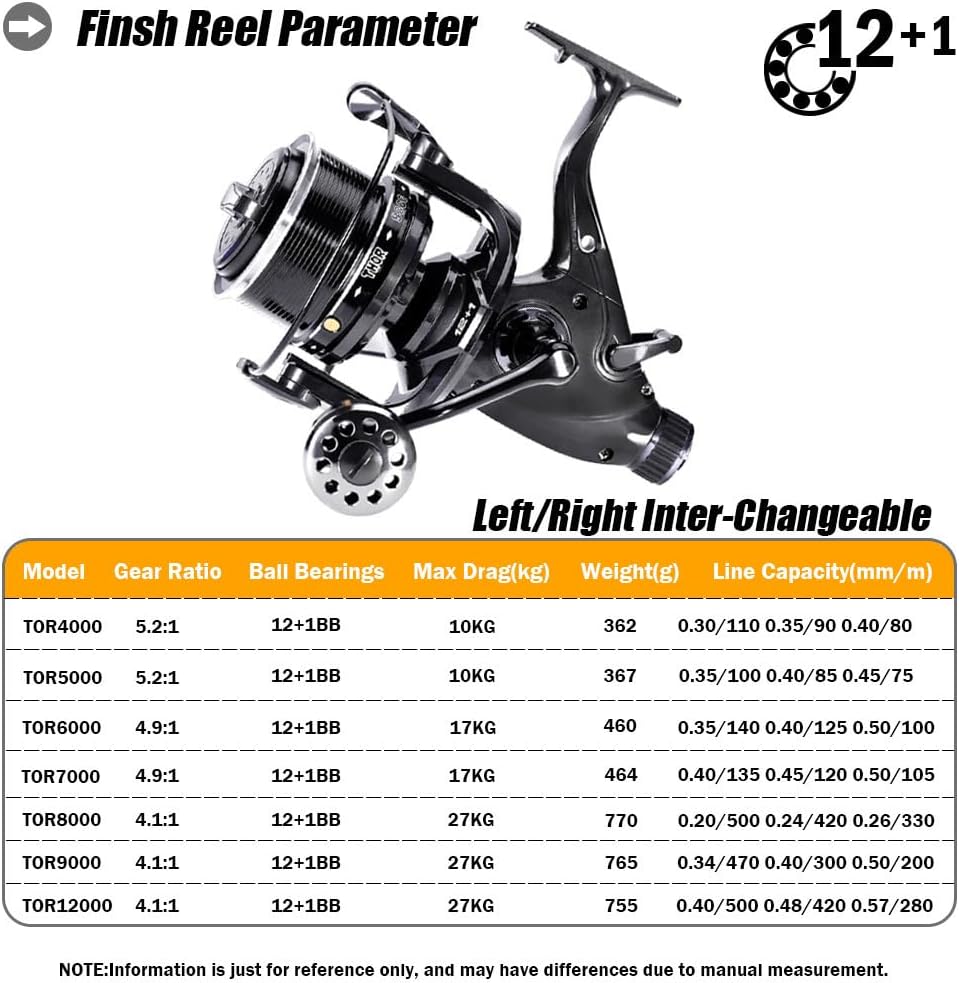 TOR7000 Spinning Fishing Reel 5.2:1 12+1BB High Speed 40LB Max Drag Aluminum Spool Freshwater