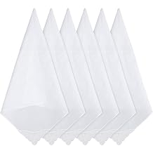 6Pcs Handkerchiefs for Women, White Cotton Square Handkerchief for Women, Soft Lace-Trimmed Hankies with Elegant Embroidery, Ladies Handkerchiefs for Afternoon Tea, Weddings & Daily Elegance11 inch