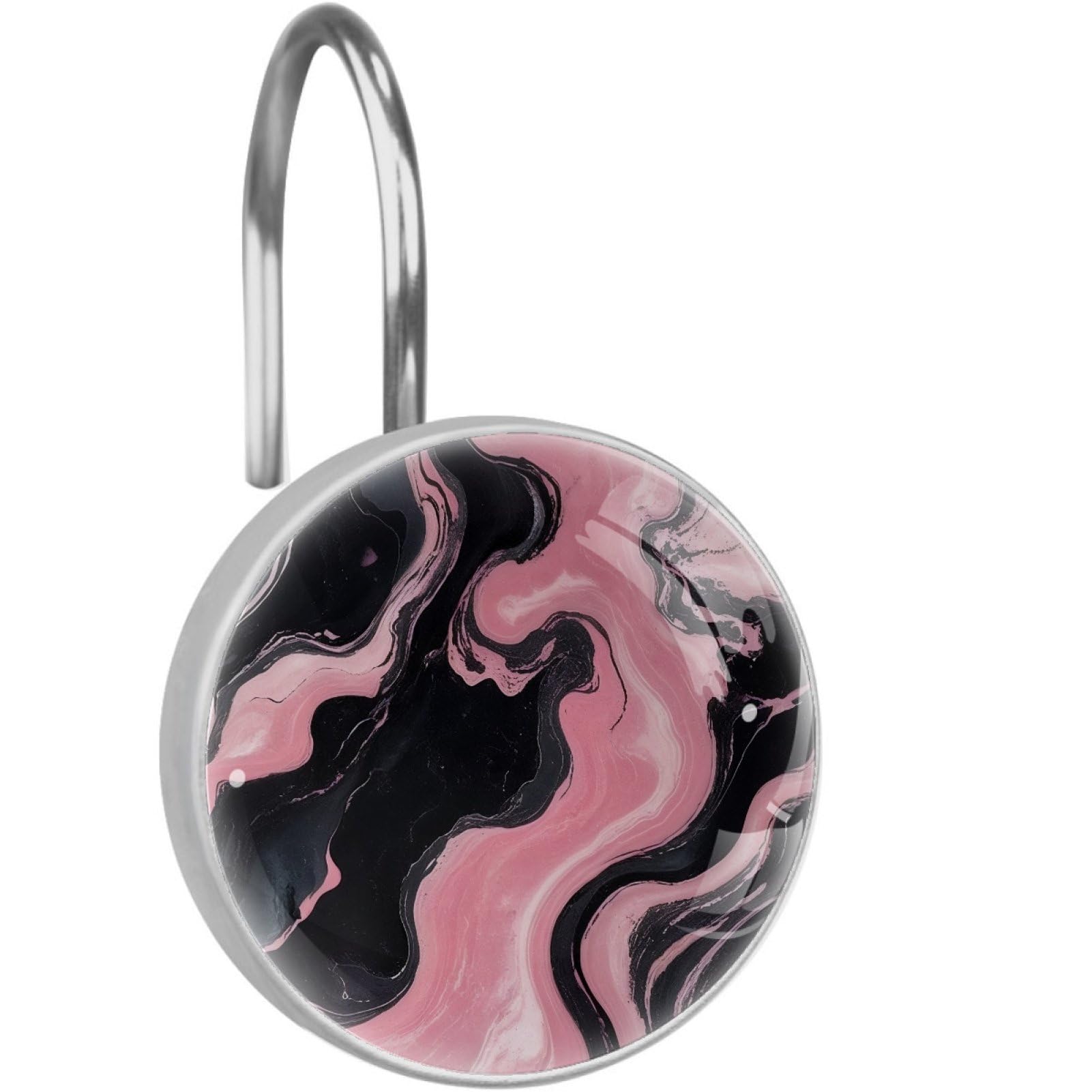VAPOKF Shower Curtain Hooks, 12PCS Pink Black Marble Shower Curtain Hook for Bathroom Decors Home Bedroom