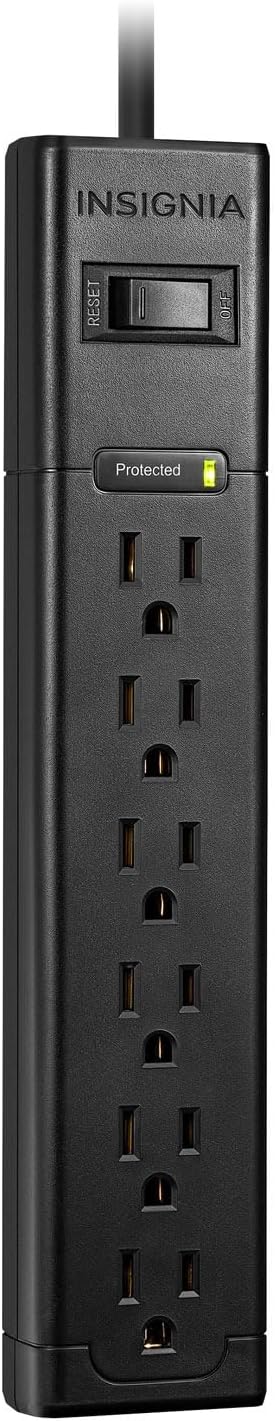 Insignia Surge Protectors & USB-C Wall Chargers –4,6,12-Outlet Power Strips, Multi-Port USB Chargers (20W–100W), Compact & Fast Charging Power Bars for Home,Office & Travel (6-Outlet Strip)