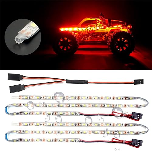 Tiras de luz LED impermeables para autos a control remoto, camiones, aviones, barcos, drones, ala fija, modelo de ala AR, luz subterránea (rojo)