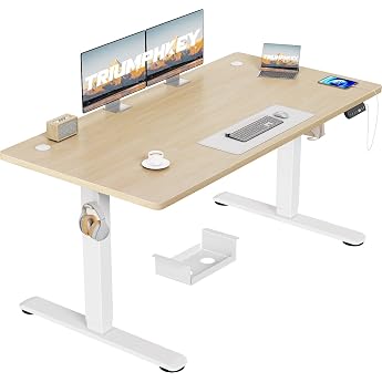 TRIUMPHKEY desk height adjustable Electrical 140x70 cm with USB charging connection 3 memory control height adjustable desk large anti-collision system standing desk computer table