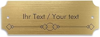 Personalisiertes Türschild in Messing-Optik mit Gravur - Acrylschild gold-metallic, 125 x 45 mm, eckig - Klingelschild, Namensschild