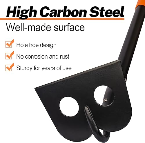 Miniatura 2 de Azada de jardín para deshierbe, herramienta de jardín de azada resistente con mango largo de fibra de vidrio, 58 pulgadas