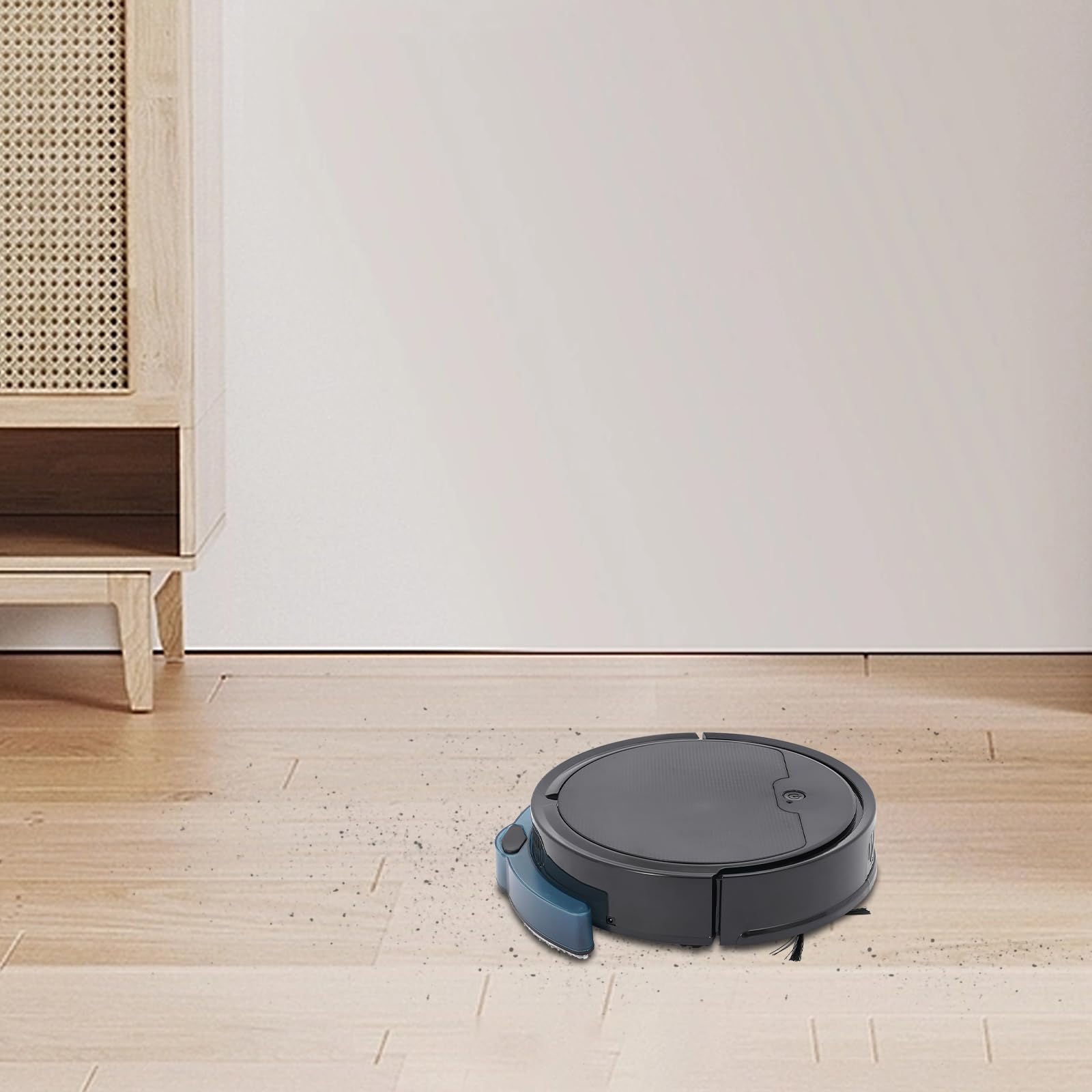 Aspirapolvere robot 3 in 1, spazzatrice, aspirapolvere per bambini con funzione di aspirazione, app selezionabile per diverse modalità di pulizia, per famiglie, uffici, biblioteche (nero)