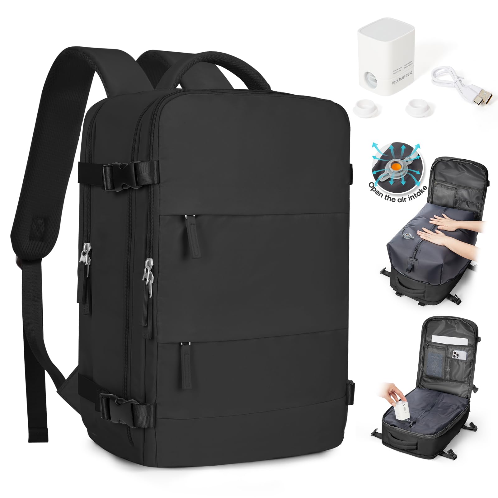 Cabin Bags for Travel, Underseat Carry on Hand Luggage Backpack for Women Airplane Approved Travel Backpack Personal Item Travel Bag 14 inch Laptop Backpack for Business Casual Work Beige — view 67