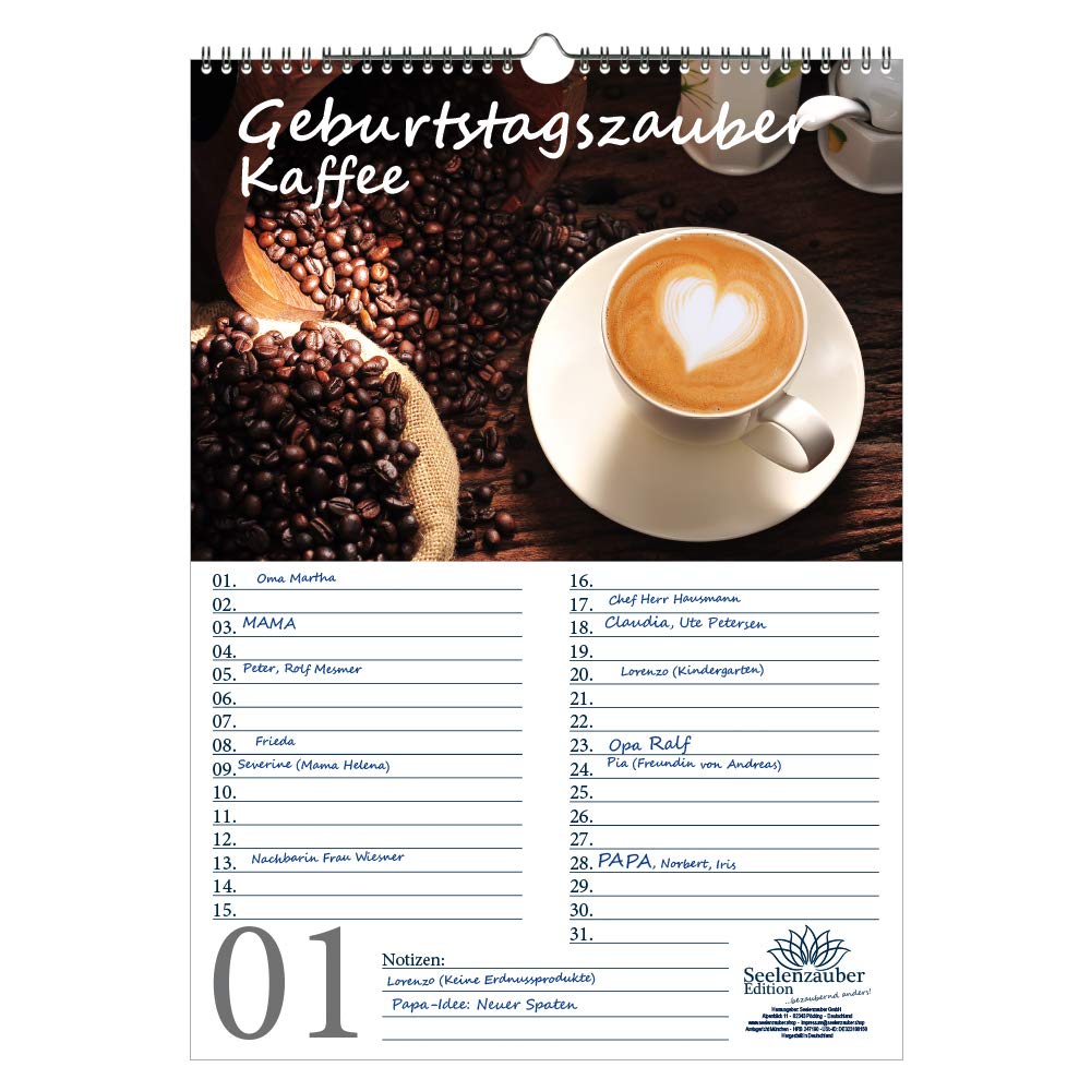 Birthday Planner Birthday Calendar Coffee Magic DIN A3 Calendar Coffee - Soul Magic
