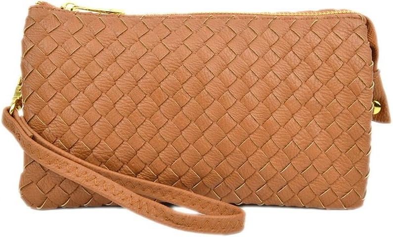 Proya Collection Classic Soft Woven Leather Wristlet Clutch