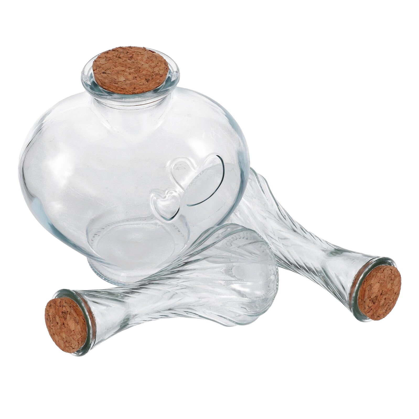 3 Stück Verkorkte Kleiner Glasflaschen für Sandzeremonie Herzflasche Fläschchen aus Klarem Glas Dekorative Hochzeits Erinnerungsstücke mit Korken Gästegeschenk für Hochzeit