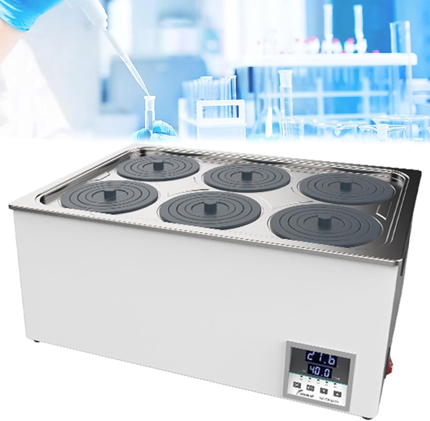 Digital Thermostatic Lab Water Bath 1/2/4/6/8 Hole Stainless Steel Inner Tank Lab Hot Water Bath Water Warmer,2Hole