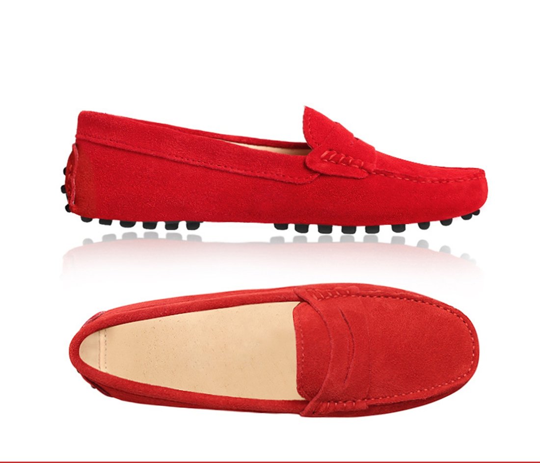 Mocasines planos de piel de ante para mujer, cómodos, casuales, para caminar, para conducir, mocasines, zapatos de senderismo
