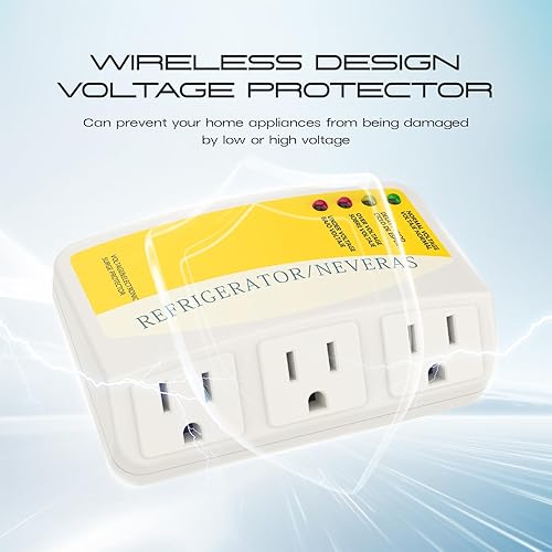 Miniatura 4 de Protector contra sobretensiones para refrigerador, electrodomésticos, 3 tomas, protector de sobretensiones de voltaje, salida de apagón, adecuado