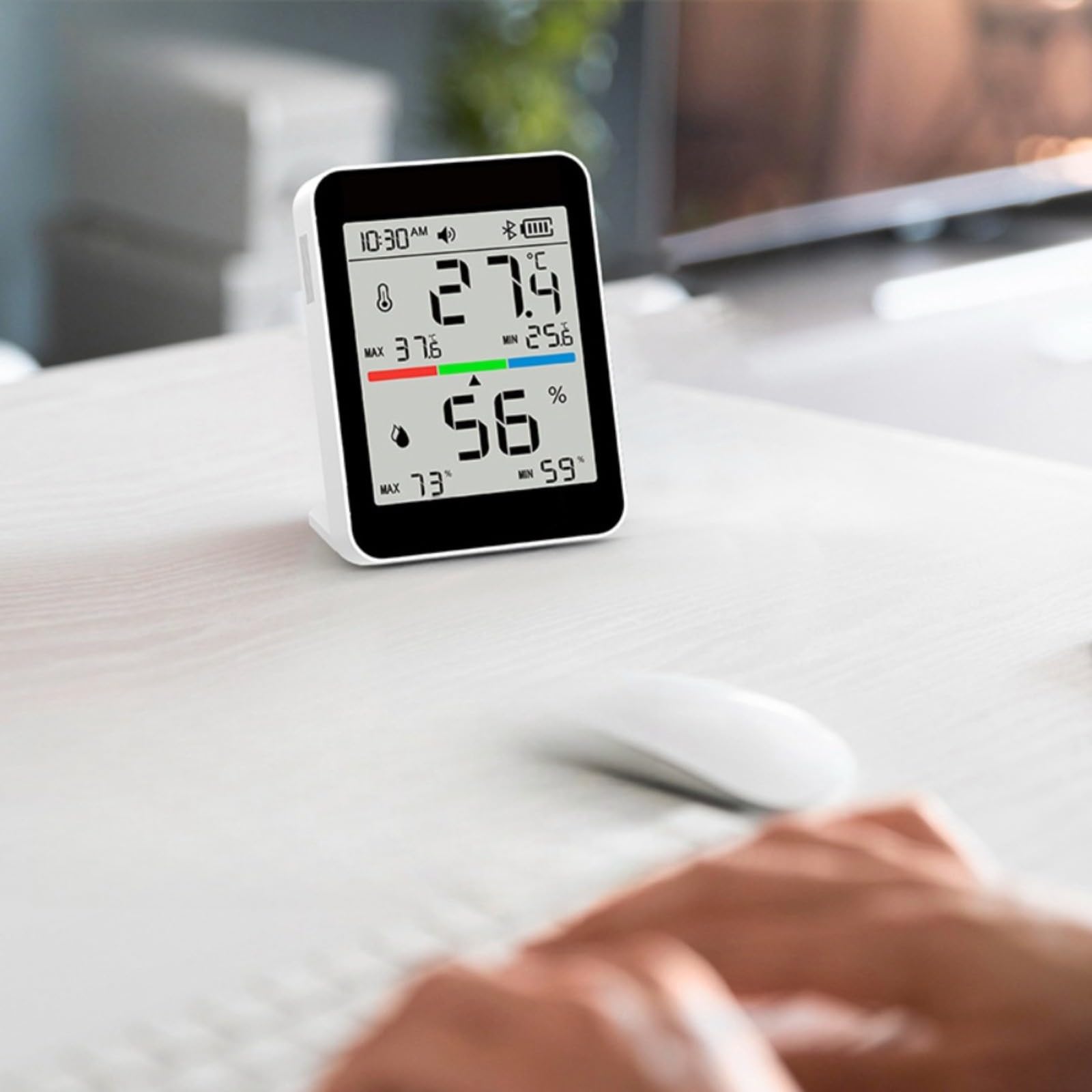 Termoigrometro Intelligente Per Monitoraggio Interno Con LCD 3,3 Pollici Display Temperatura E Umidità In Tempo Reale, Controllo App Con Funzione Allarme E Supporto Magnetico