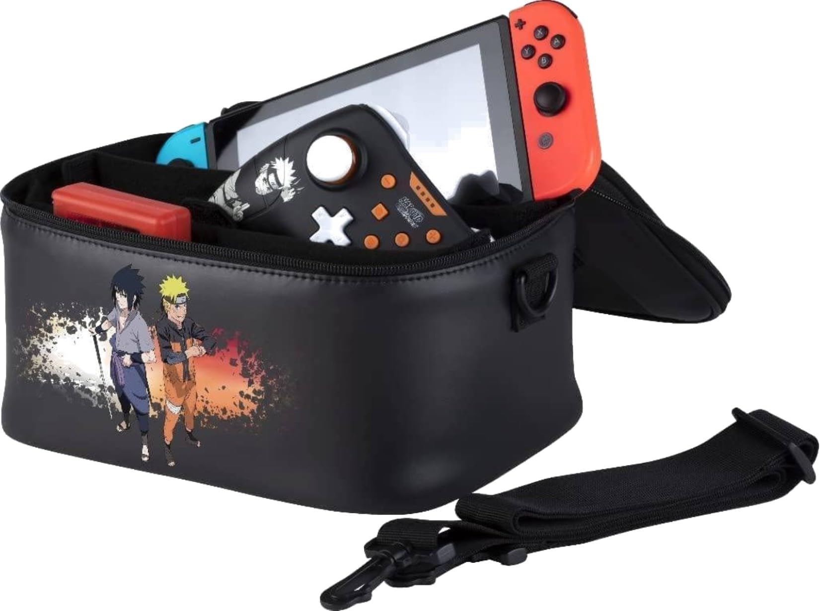 Konix Naruto Shippuden Schutztasche Und Transporttasche Lunch Bag Für Nintendo Switch, Switch Lite Und Switch Oled – Design Mit Naruto Und Sasuke