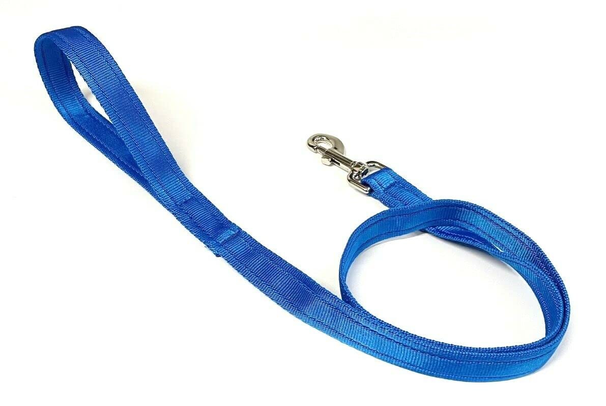 45" Short Dog Lead Close Control Walking Leash Training Handle In Strong And Durable Cushion Webbing (Electric Blue, 20mm)