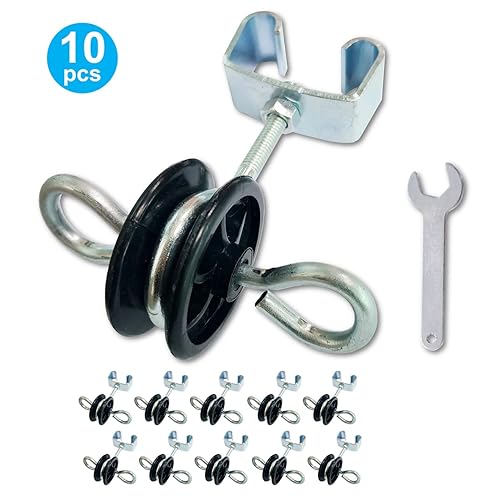 Miniatura 2 de QMARK Farm - Anclajes eléctricos de manija de puerta con poste en T, postes en T de doble gancho, aisladores de poste en T de 2 anillos, negro (10)