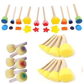 Set 30 Pennelli Spugna Per Pittura - Punte Rotonde Per Acquarello, Arti E Craft