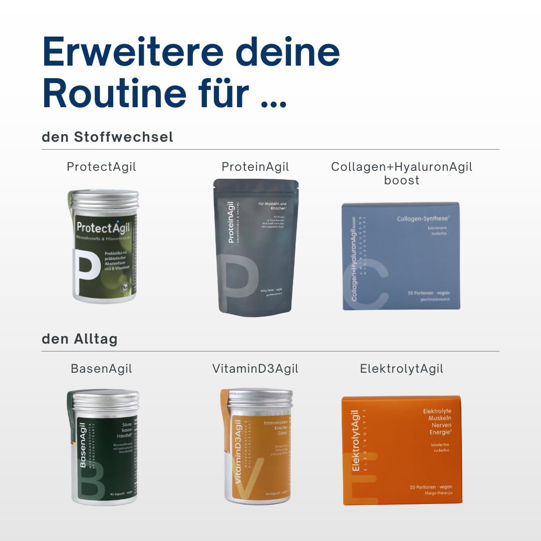 AgilNature Gelenk Komplex I 90 vegane Kapseln mit Chondroitin, Glucosamin, Vitamin C & Ingwer I Für Gelenke, Knorpel & Beweglichkeit I 1 Monatsration I Made in Germany I MobilAgil