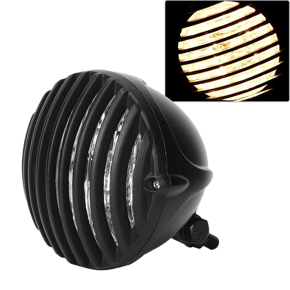 Faro Moto Vintage 5.5 Pollici - Griglia Nera O Argento, Con Abbaglianti/Anabbaglianti, Facile Installazione
