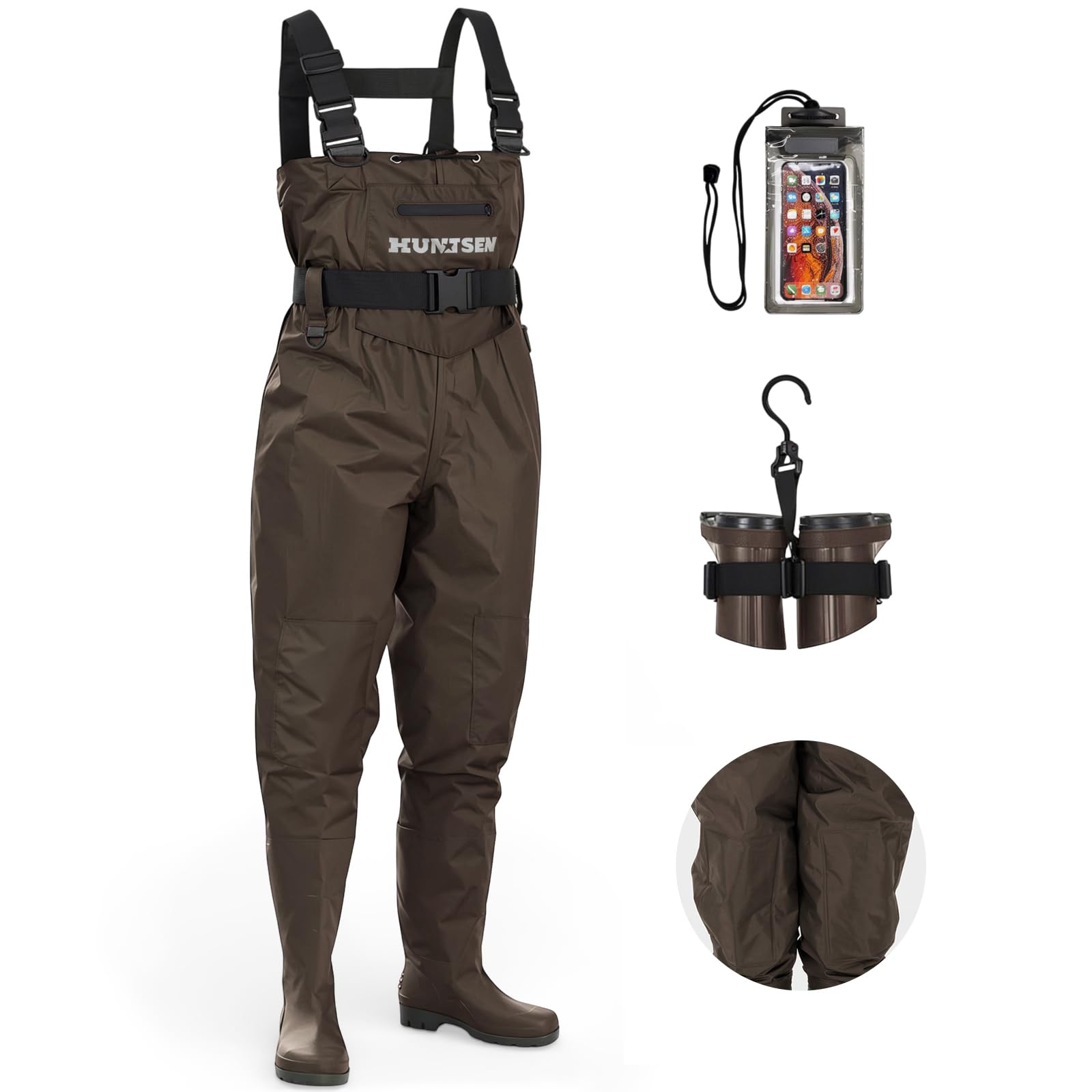 HUNTSEN Chest Waders for Men Women - Waterproof Fishing Waders with Boots