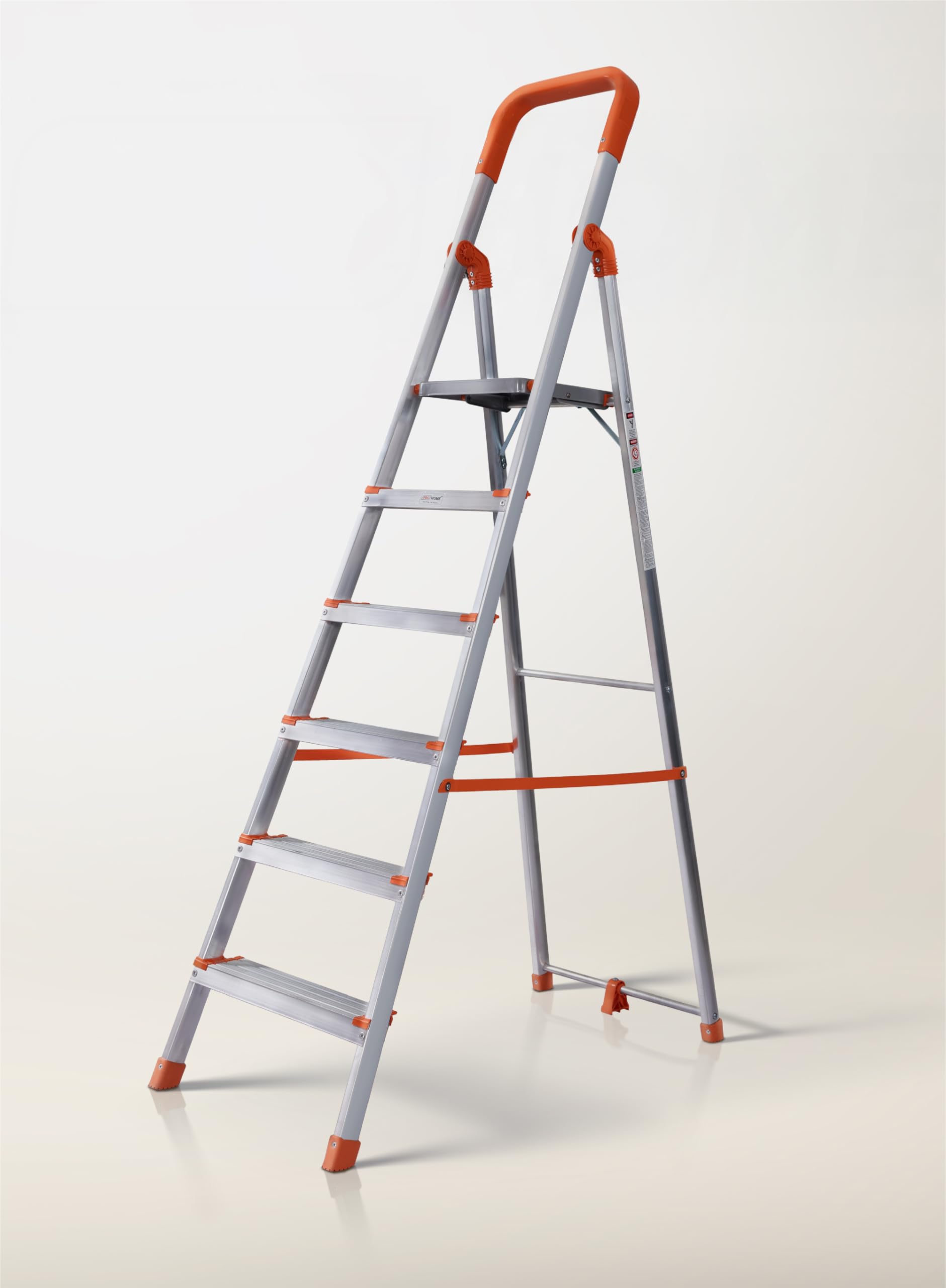 6 Step Foldable Aluminium Step Ladder for Household, Lightweight and Anti-Slip Multipurpose 250 Kg Load Bearing with 5-Year Warranty