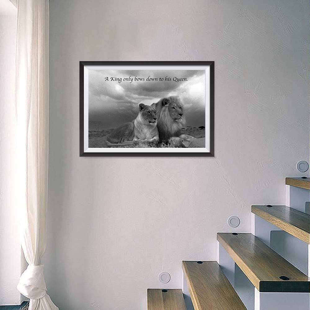 Ezposterprints - Most Popular Lion Theme Quote Posters - Power Strength Brave Beast Motivational Quotes Poster Printing - Wall Art Print for Home Office - Queen - 18X12 Inches