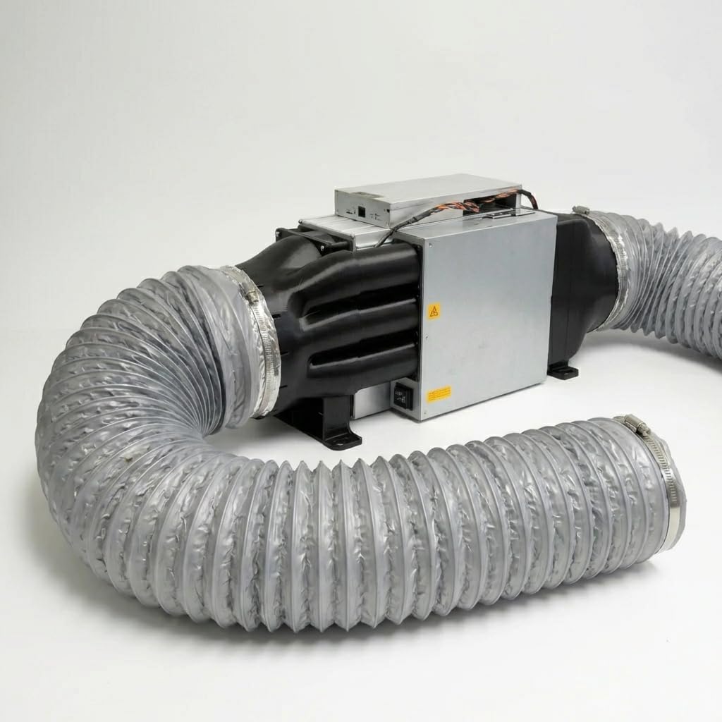 Kit Copertura Ventola 8 Pollici per Bitmain Antminer S19 S21 – Ingresso + Uscita con Adattatore PSU – PETG con Materiale di Montaggio (60mm Distanza PSU)