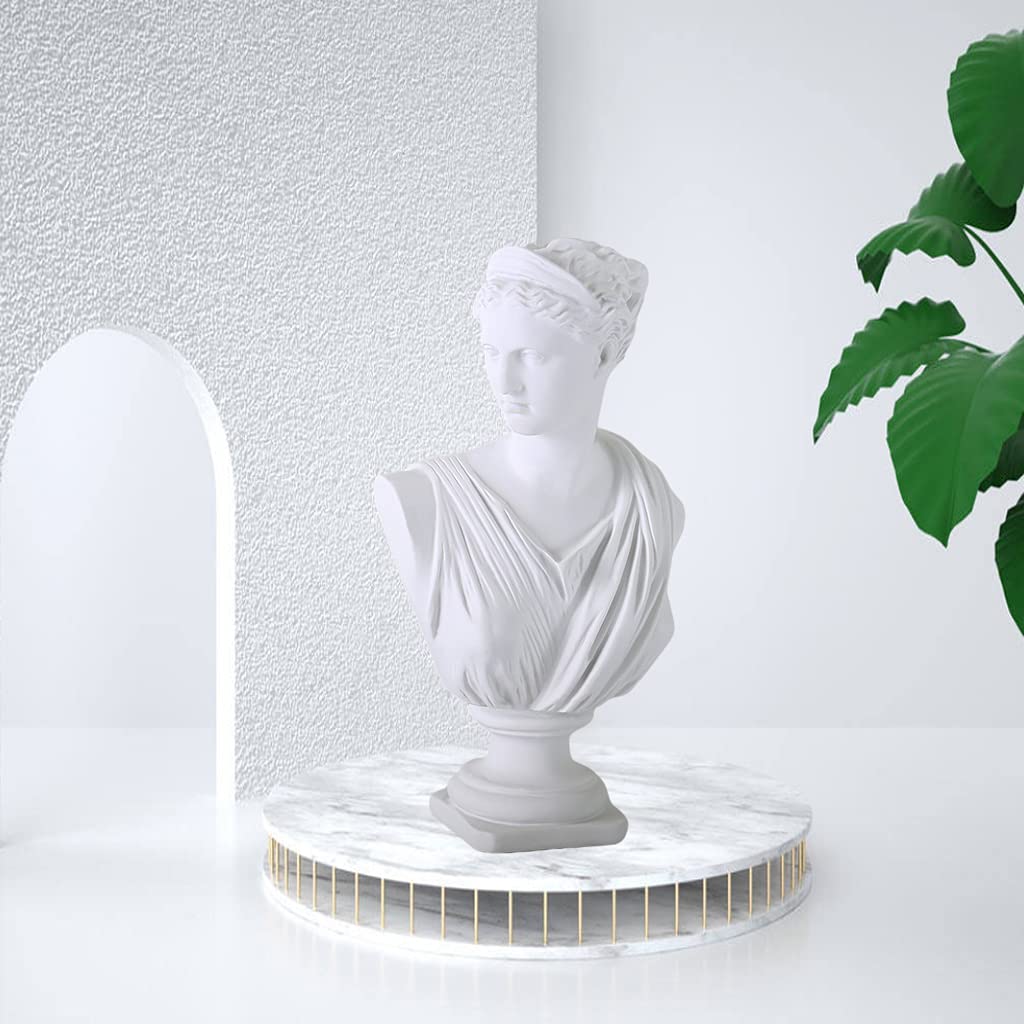 Baoblaze 12 Pouces Classique Grec Diana Buste Statue Ancienne Grecque Sculpture Figurine décor Maison résine Artisanat pour Croquis Pratique, Blanc
