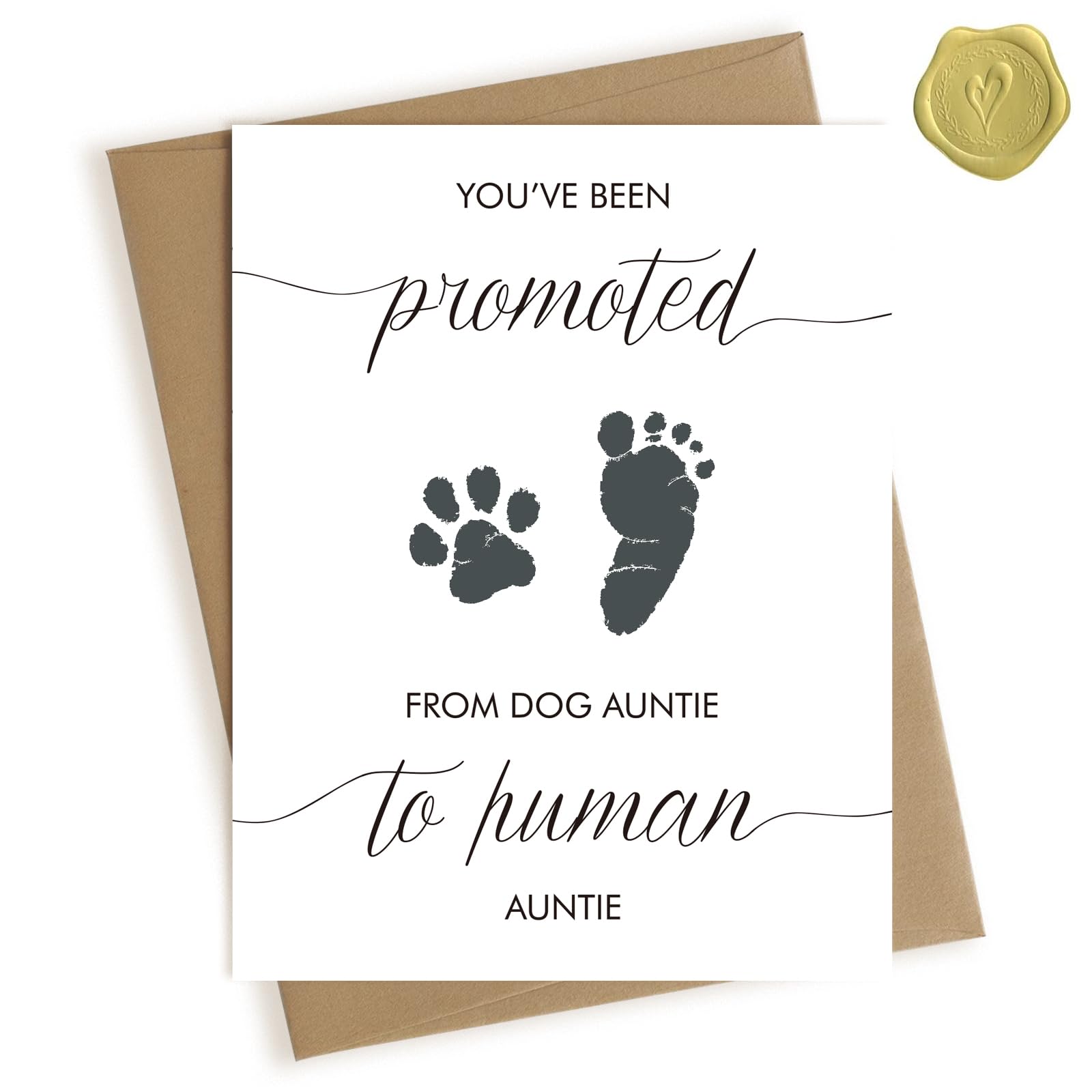 HAMUIERS Pregnancy Announcement for Auntie, Baby Announcement Card for Auntie, Promoted from Dog Auntie To Human Auntie