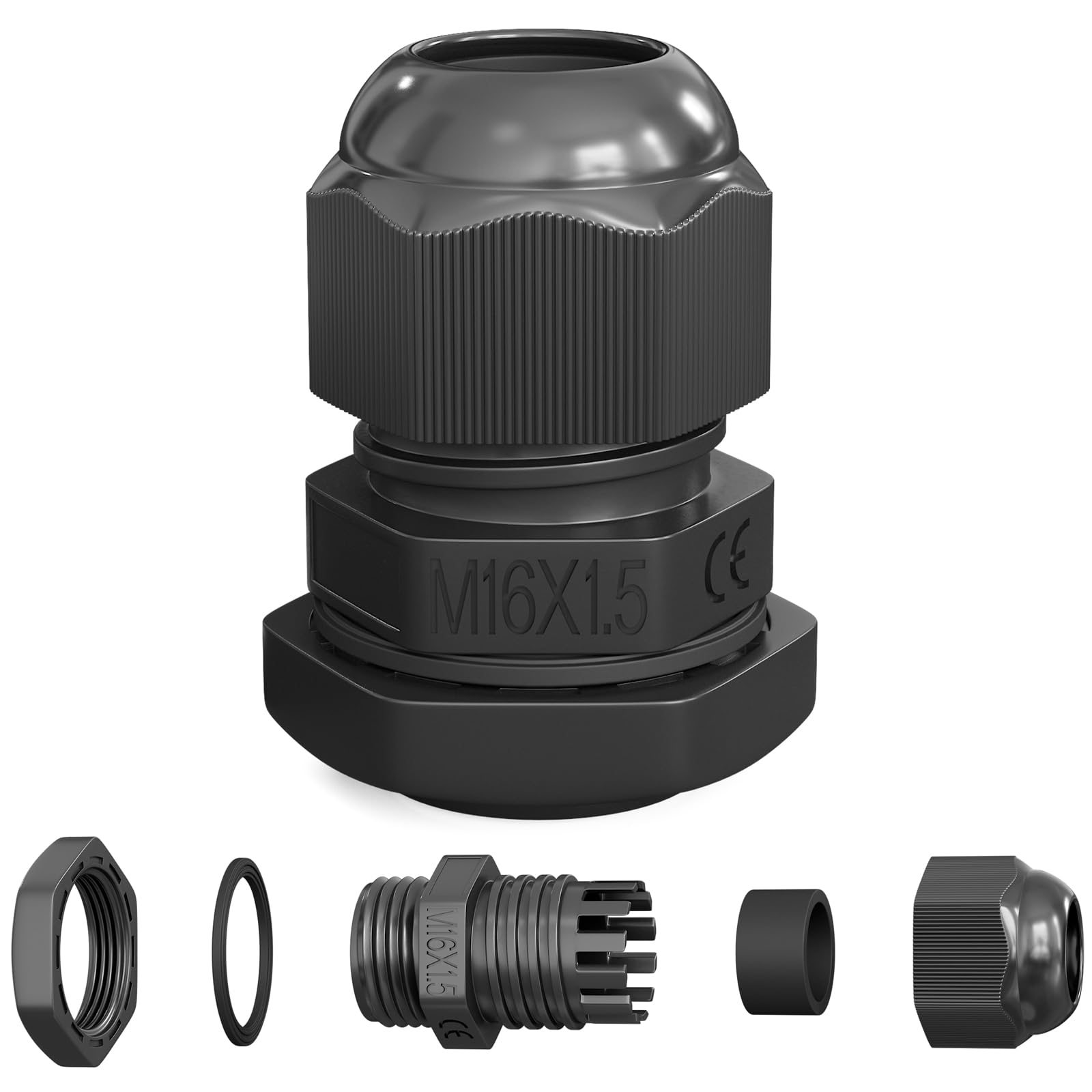 Prensaestopa M16 4-8 mm IP68 Impermeable Resistente al Polvo Resistente a UV Retardante de Llama Negro