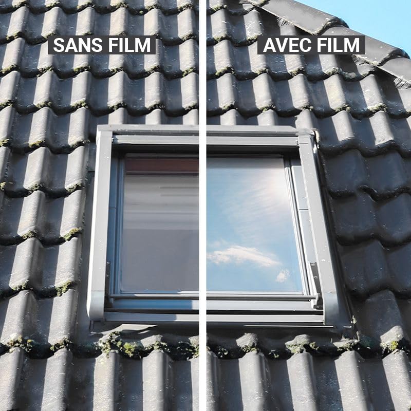 DIMEXACT - Film Anti Chaleur pour velux - Argent chromé - Haute durabilité - 75 cm x 1 m - en Rouleau
