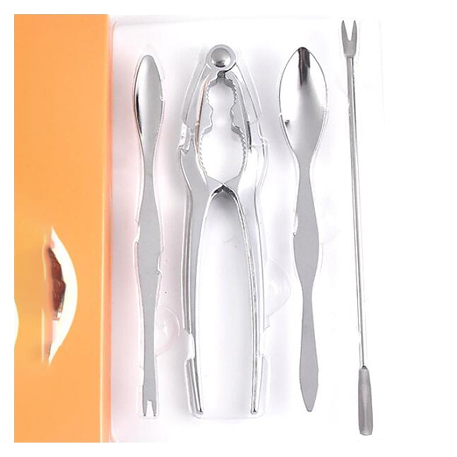 Juego de 4 Herramientas de Acero Inoxidable para mariscos, Pinzas para cangrejos, camarones, Frutas, Tenedores, cucharas, nueces, Langostas, cangrejos, Herramientas para Hacer Gall