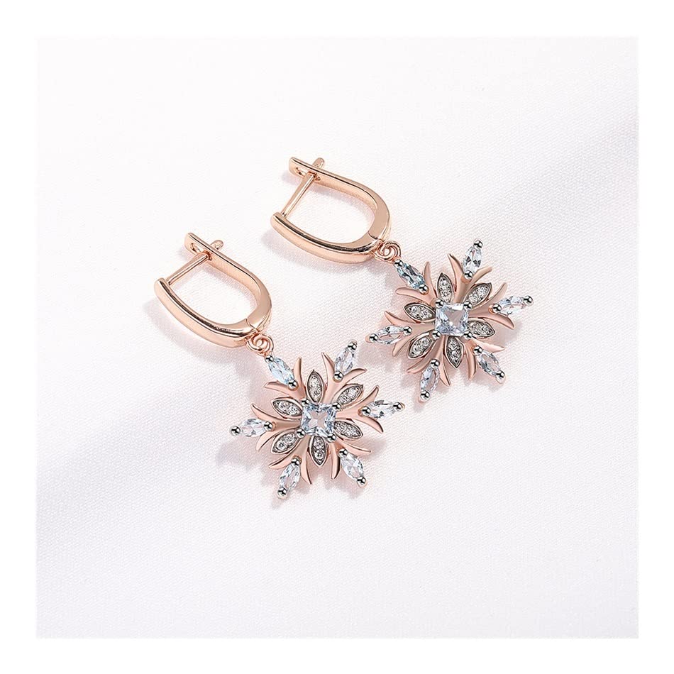 Generico yaoqijie Orecchini con Pietre preziose in Argento Sterling 925 Fiocco di Neve Topazio Blu for Le Donne Regali di Anniversario di Fidanzamento di Gioielli delicati Adorabili Lasting