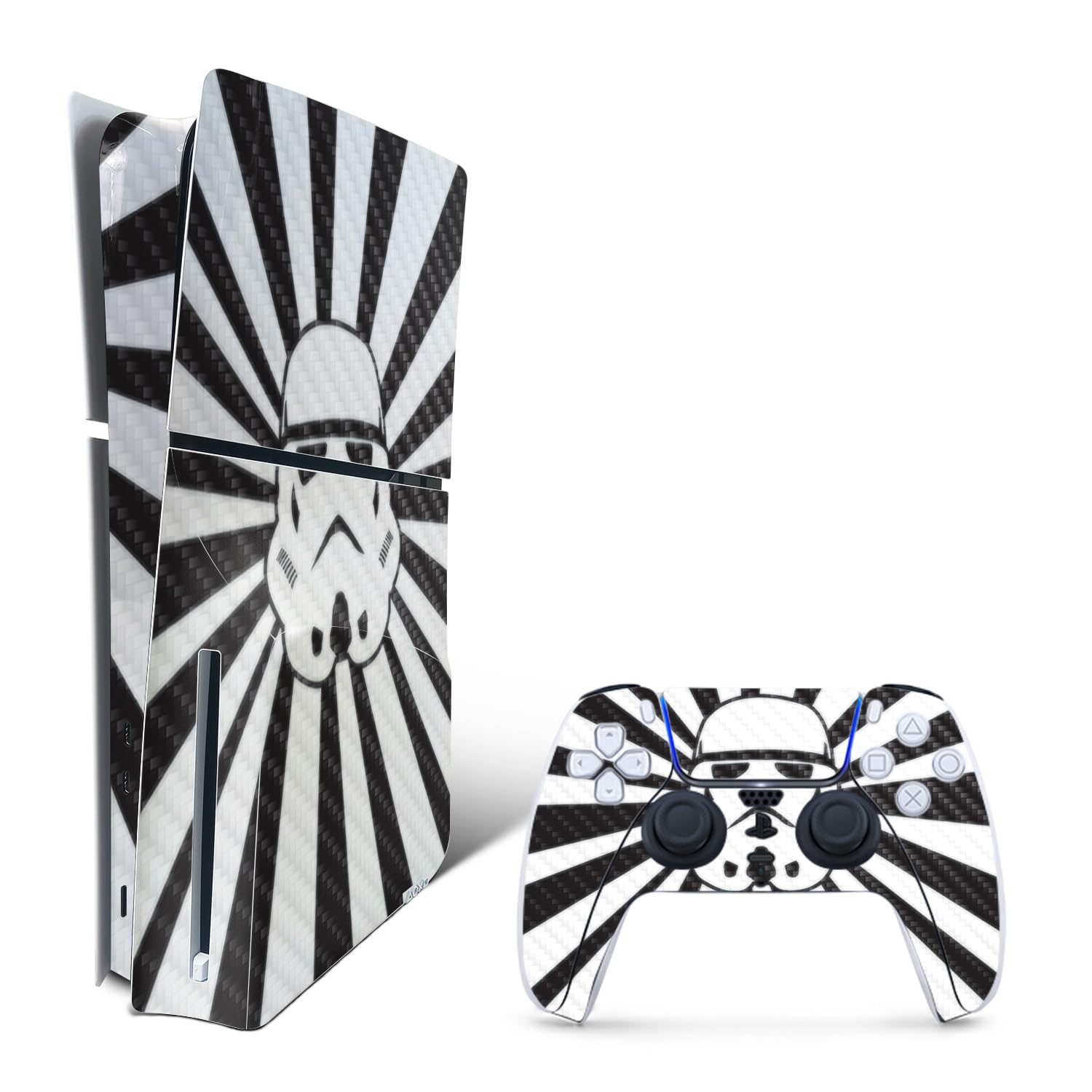 MightySkins Carbon Fiber Skin Compatible with Playstation 5 Slim Disk Edition Bundle - Star Rays | Protective, Durable Textured Carbon Fiber Finish | Easy to Apply | Made in The USA