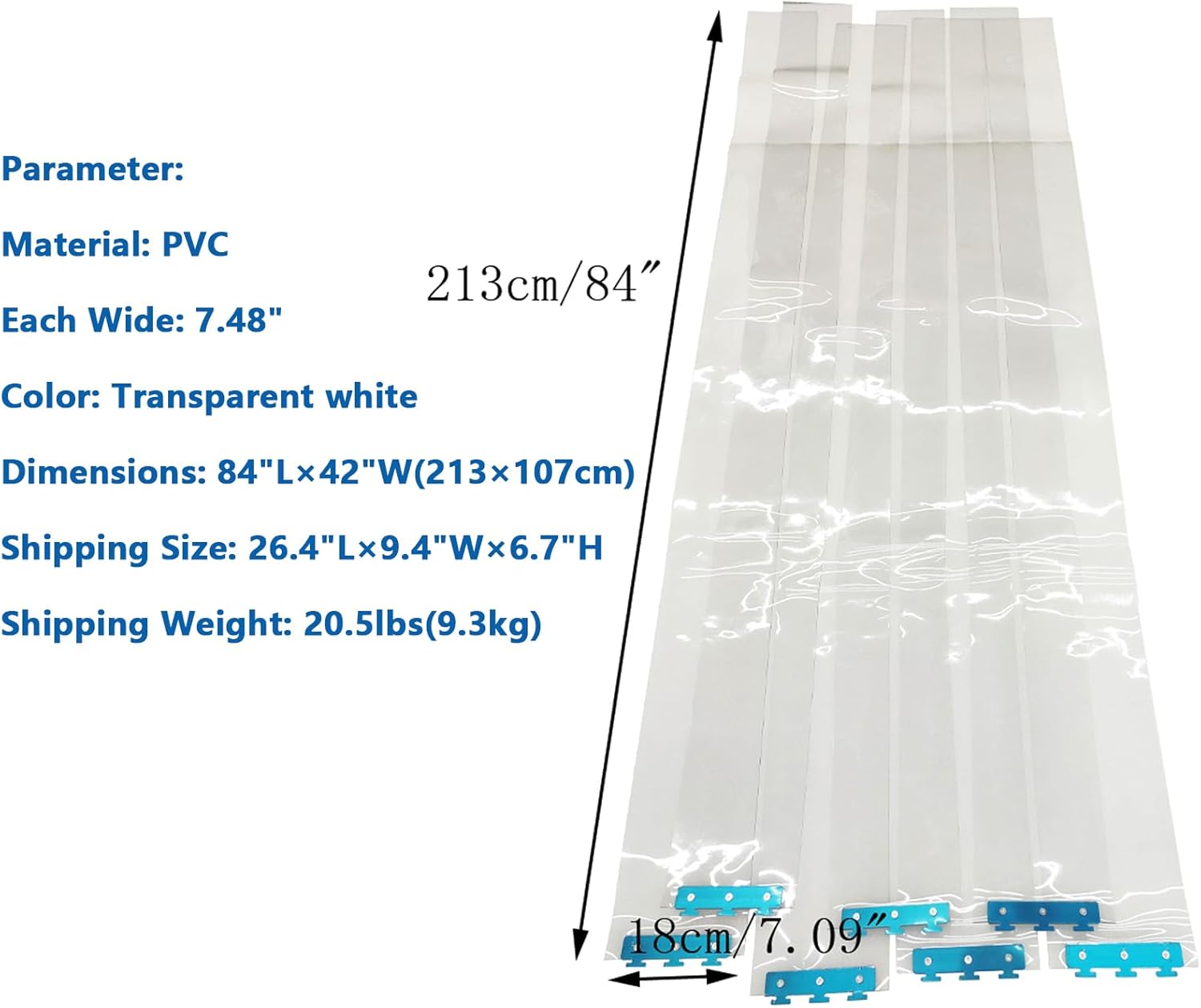 PVC Strip Door Curtain Kit Commercial Walk in Cooler Door Curtain for 42" Width X 84" Length Door Opening