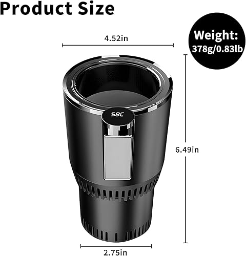 Miniatura 5 de Enfriador y calentador inteligente 2 en 1 para automóvil, taza inteligente para automóvil con pantalla LED de temperatura y control táctil, mantiene