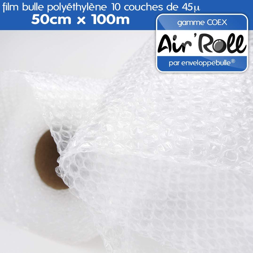enveloppebulle Lot de 6 rouleaux de film bulle d'air largeur 50cm x longueur 100m - gamme Air'Roll COEX