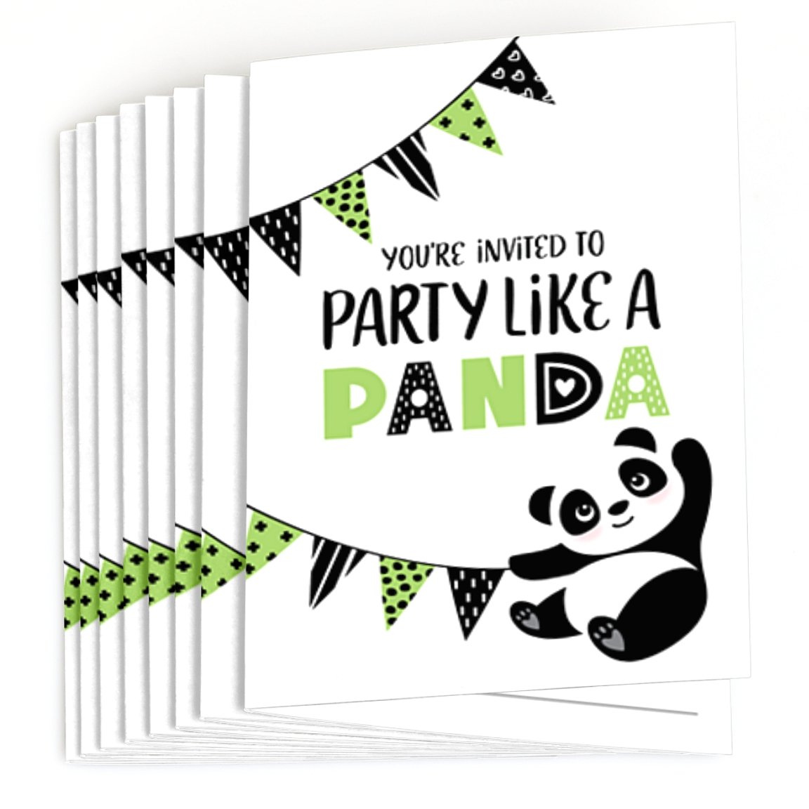 Big Dot of Happiness Party Like a Panda Bear - Fill In Baby Shower or Birthday Party Invitations (8 count)